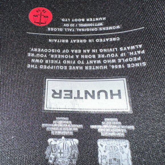 Hunter Womens Original Tall Gloss Rain Boots Black Size US 10 - Picture 7 of 8